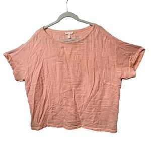 Eileen‎ Fisher Woman Top 2X Peach Organic Cotton Boxy Short Sleeve Tee